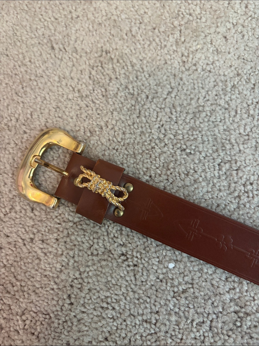 Axcess Brown Leather Belt with Gold Buckle